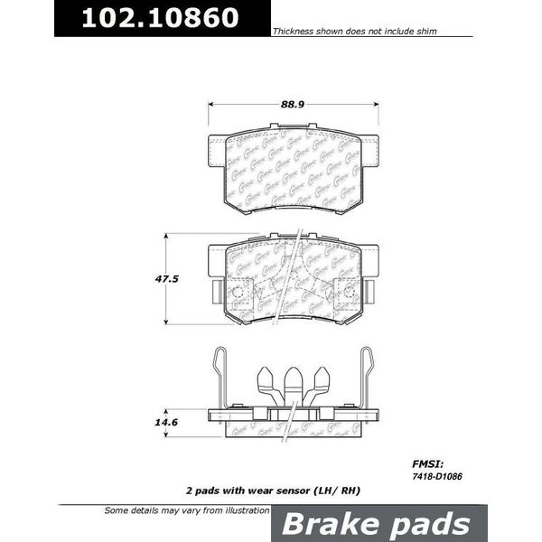 Centric Parts CTEK Brake Pads, 102.10860 102.10860